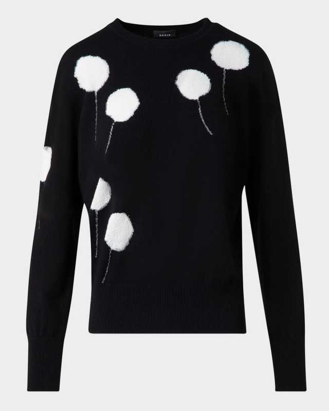 Windflower Cashmere-Cotton Crewneck Sweater